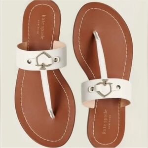 Kate Spade Cassia Cece Heart White and Brown Silver Sandals 9